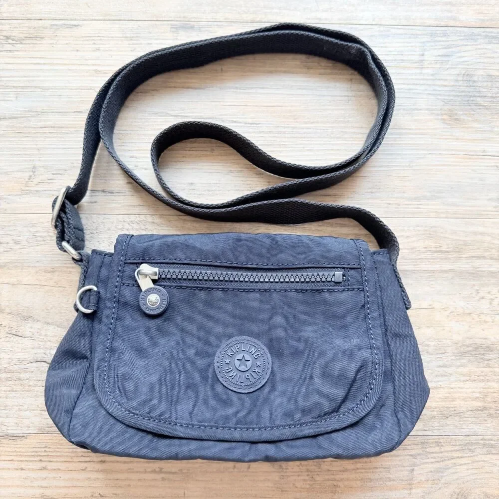 Kipling Sabian Mini Crossbody Bag Blue Nylon Travel Everyday Zip Purse